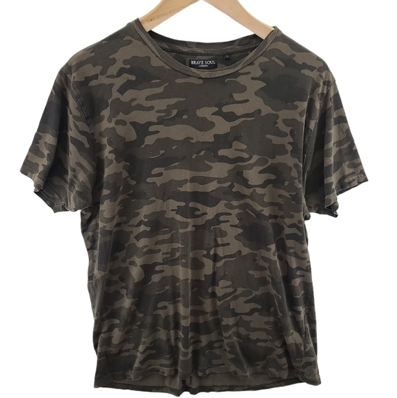 Brave Soul London Camo Tee Short Sleeve Cotton T-Shirt Camouflage Streetwear Men - Picture 2 of 6